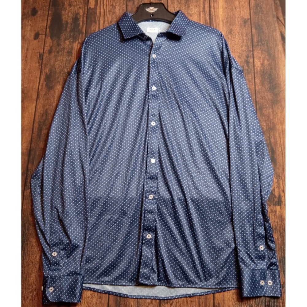 Collars &‎ Co Men's Button Down Long Sleeve Shirt Size 3XL Blue Geometric